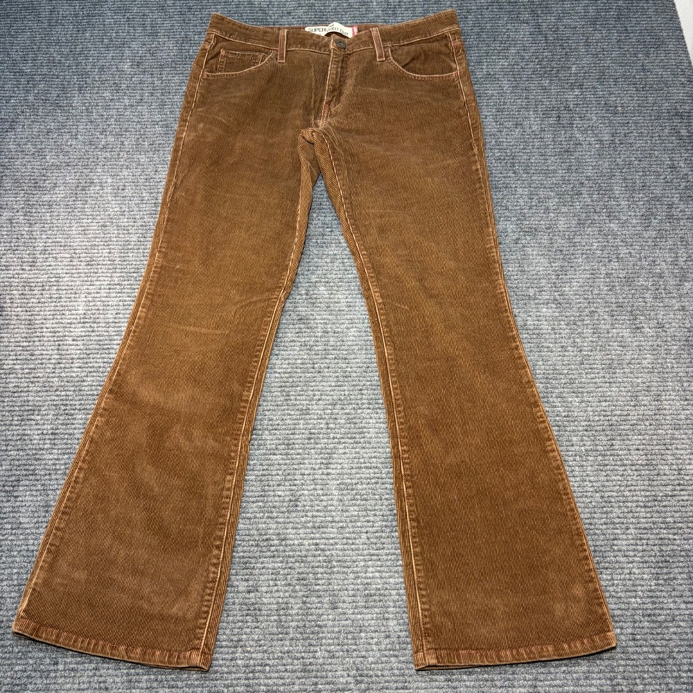 Levis 518 Superlow Bootcut Corduroy Pants Brown Womens 11M Low Rise Stretch Y2K